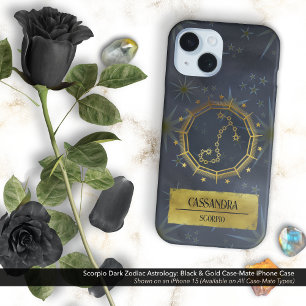 Schorpioen Dark Zodiac Astrologie: Zwart en Goud iPhone 16 Hoesje