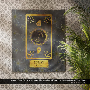 Schorpioen Dark Zodiac Astrology: Black Gold Naam Wandkleed