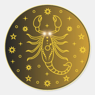 Schorpioen Dierenriem Embleem Minimaal Hemels Sy Ronde Sticker