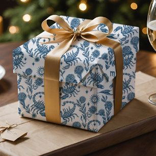 Schorpioen Dierenriem Ingewikkelde Hemelbloem Blau Cadeaupapier