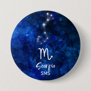 Schorpioen Dierenriem Sterrenbeeld Blauwe Melkweg  Ronde Button 7,6 Cm