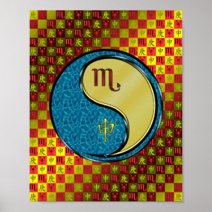 Schorpioen en metalen aap poster