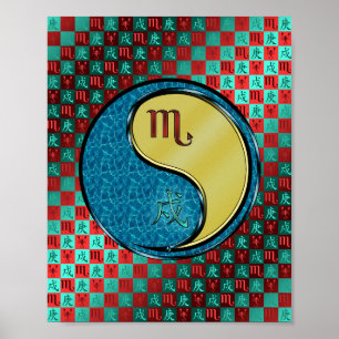 Schorpioen en metalen hond poster