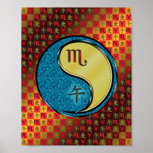 Schorpioen en metalen paard poster