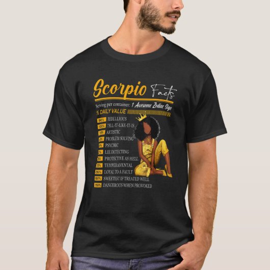 Schorpioen Feiten Geweldige Zodiac Teken Horoscoop T-shirt (Voorkant)