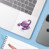 Schorpioen Hemel Zodiac Sticker - Roze Schorpioen (Laptop met iPhone)