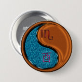 Schorpioen & Houten Haan Ronde Button 7,6 Cm (Voorkant /achterkant)