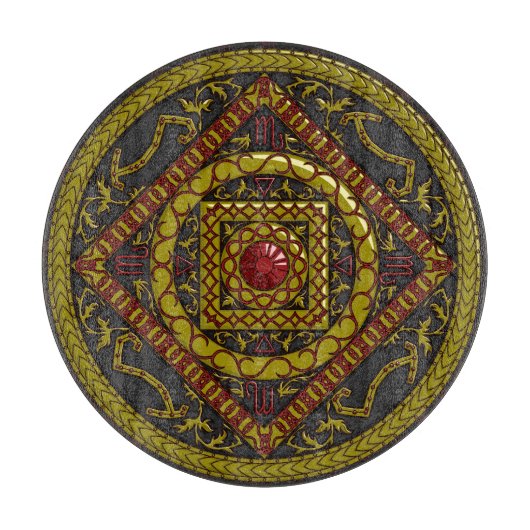 Schorpioen Mandala Glas Snijplank (Voorkant)
