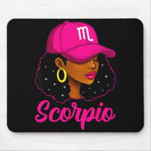 Schorpioen Meisje Roze Pet Zodiac Verjaardag Afro  Muismat