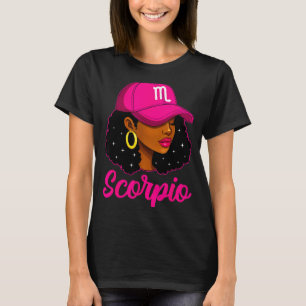 Schorpioen Meisje Roze Pet Zodiac Verjaardag Afro T-shirt