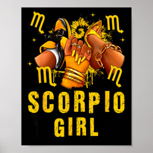 Schorpioen Meisje Verjaardag Zwarte Vrouw Hoge Hak Poster