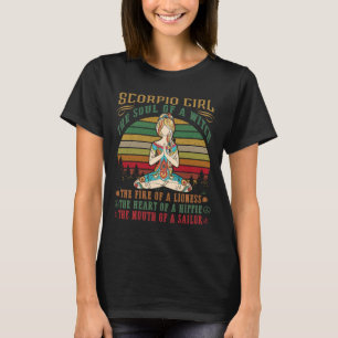 Schorpioen meisje voor yoga zwart vrouwen verjaard t-shirt