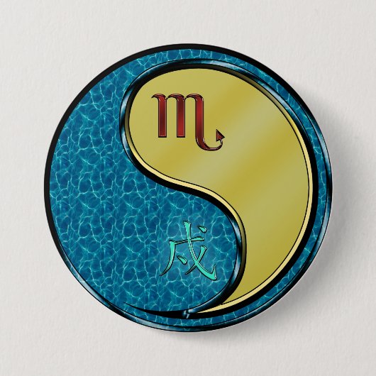 Schorpioen & Metaal Hond Ronde Button 7,6 Cm (Voorkant)