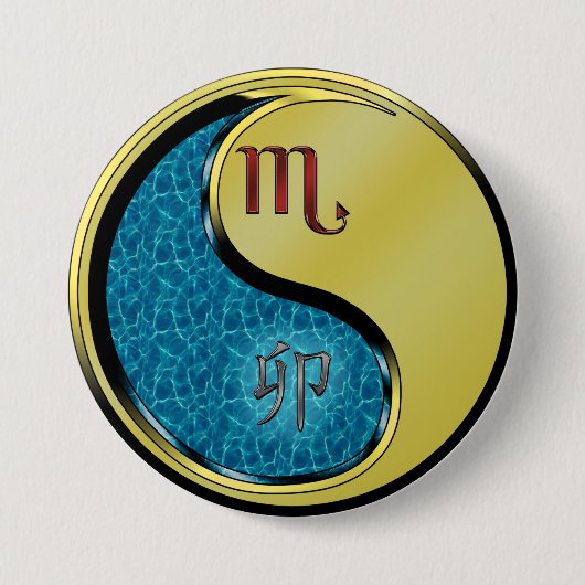 Schorpioen & Metaal Konijn Ronde Button 7,6 Cm (Voorkant)