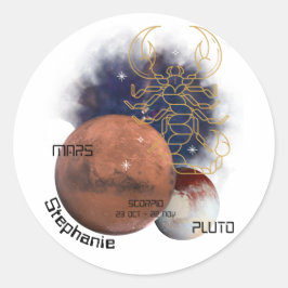 Schorpioen Monogram Zodiac Kosmische Planeten Koel Ronde Sticker