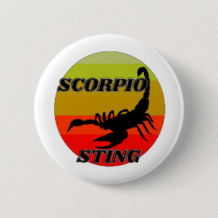 Schorpioen op vintage zonsondergang-gefeliciteerd ronde button 5,7 cm