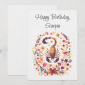 Schorpioen Schorpioen Zodiac Boho Floral Flat Kaar (Voorkant / Achterkant)