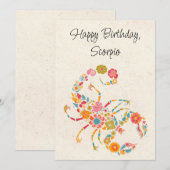 Schorpioen Schorpioen Zodiac Floral Verjaardag Fla (Voorkant / Achterkant)