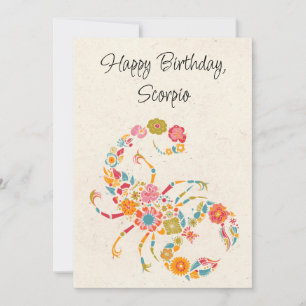 Schorpioen Schorpioen Zodiac Floral Verjaardag Fla
