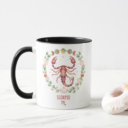 Schorpioen sterrenbeeld boho waterverf koffiemok mok (Met donut)