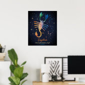 Schorpioen Sterrenbeeld Dierenriem Waterverf Sterr Poster (Thuiskantoor)