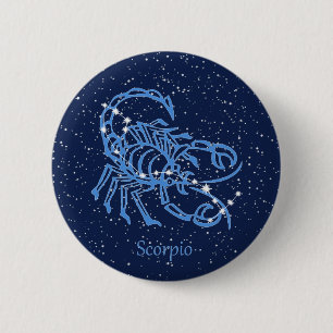 Schorpioen Sterrenbeeld en Sterrenbeeld Schorpioen Ronde Button 5,7 Cm