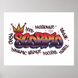 Schorpioen sterrenbeeld graffiti poster