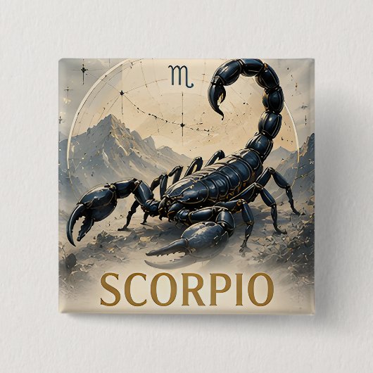 Schorpioen Sterrenbeeld Verjaardag Astrologie Cade Vierkante Button 5,1 Cm (Voorkant)