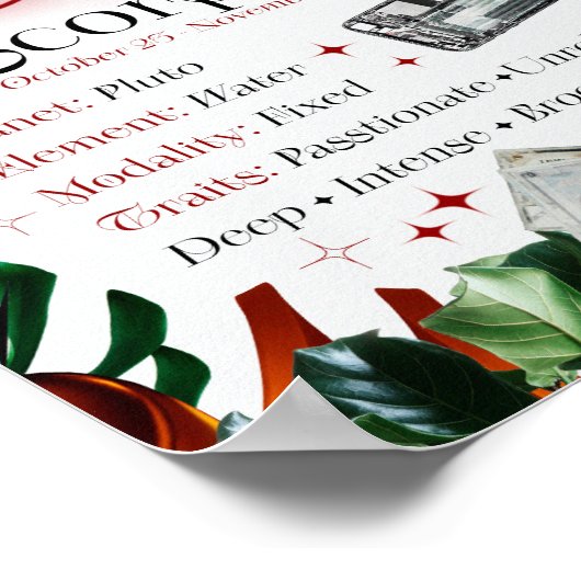 Schorpioen sterrenbeeld Y2K Wit 4:5 Poster (Hoek)