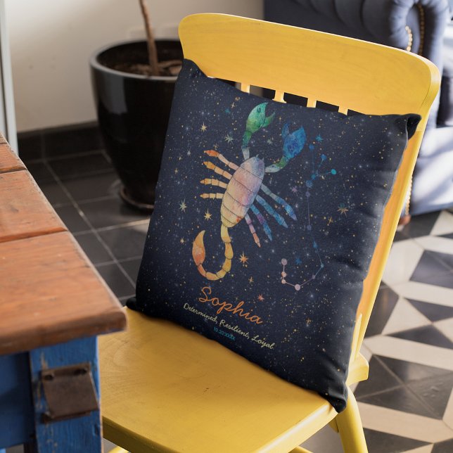 Schorpioen sterrenbeeld Zodiac Waterverf Galaxy Kussen (Creator heeft geüpload)