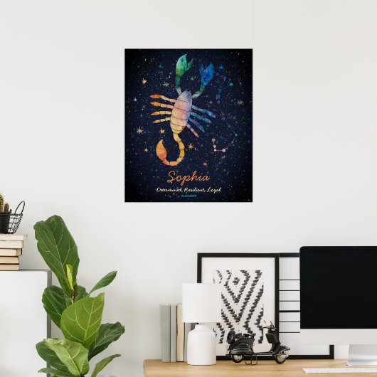 Schorpioen sterrenbeeld Zodiac Waterverf Galaxy Poster (Thuiskantoor)