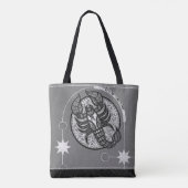 Schorpioen sterrenbeeld Zwart-wit Mandala Tote Bag (Achterkant)