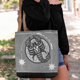 Schorpioen sterrenbeeld Zwart-wit Mandala Tote Bag