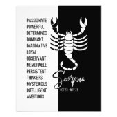 Schorpioen sterrenbeeld, zwart & wit Poster (Voorkant)