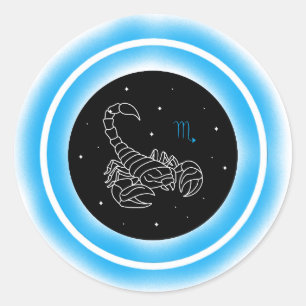 Schorpioen Symbool – Minimaal Astrologie Embleem Ronde Sticker