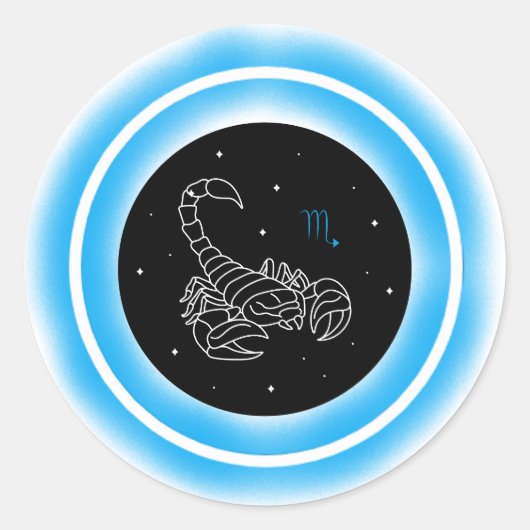Schorpioen Symbool – Minimaal Astrologie Embleem Ronde Sticker (Voorkant)