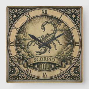 Schorpioen Vintage Zodiac Wandschijf Klok
