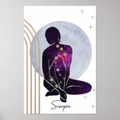 Schorpioen Vrouwelijk Paarse Gouden Dierenriem Ont Poster (Voorkant)