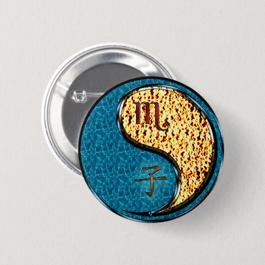 Schorpioen & Vuur Rat Ronde Button 5,7 Cm (Voorkant /achterkant)