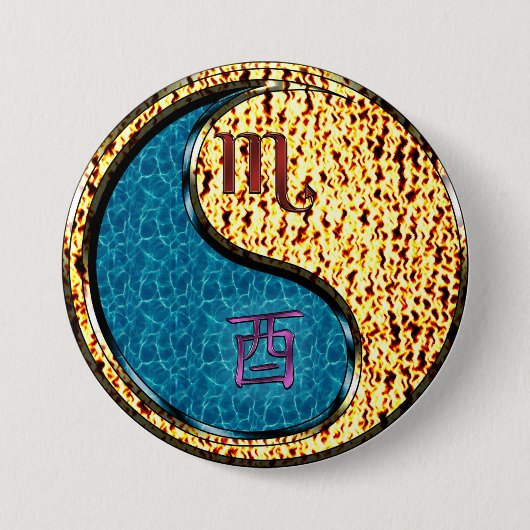Schorpioen & Vuurhaan Ronde Button 7,6 Cm (Voorkant)