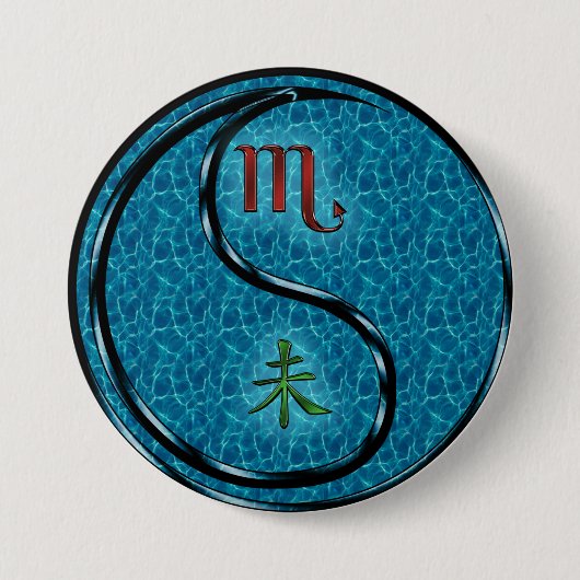 Schorpioen & Water Geit Ronde Button 7,6 Cm (Voorkant)