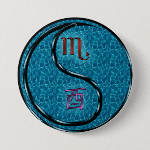 Schorpioen & Water Haan Ronde Button 7,6 Cm