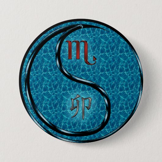 Schorpioen & Water Konijn Ronde Button 7,6 Cm (Voorkant)
