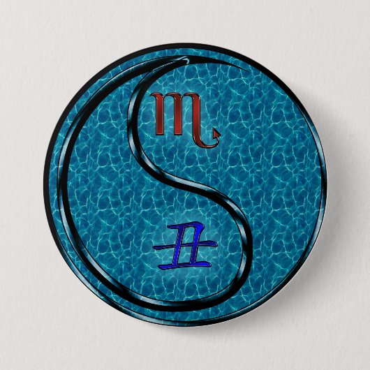 Schorpioen & Water Os Ronde Button 7,6 Cm (Voorkant)