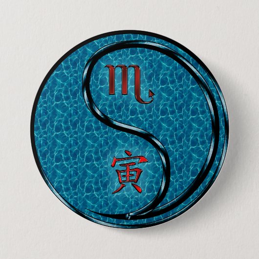 Schorpioen & Water Tijger Ronde Button 7,6 Cm (Voorkant)