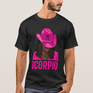 Schorpioen Westerse Cowgirl Afro-Amerikaanse Zwart T-shirt