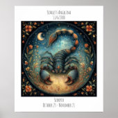 Schorpioen Zodiac Astrologie Naam & Verjaardag Poster (Voorkant)