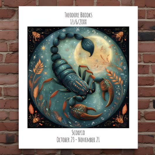 Schorpioen Zodiac Astrologie Naam & Verjaardag Poster