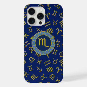 Schorpioen Zodiac + Astrologie Symbolen Patroon Gl iPhone 15 Pro Max Case