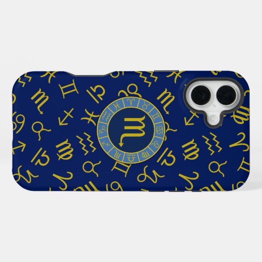 Schorpioen Zodiac + Astrologie Symbolen Patroon Gl iPhone Hoesje (Achterkant horizontaal)